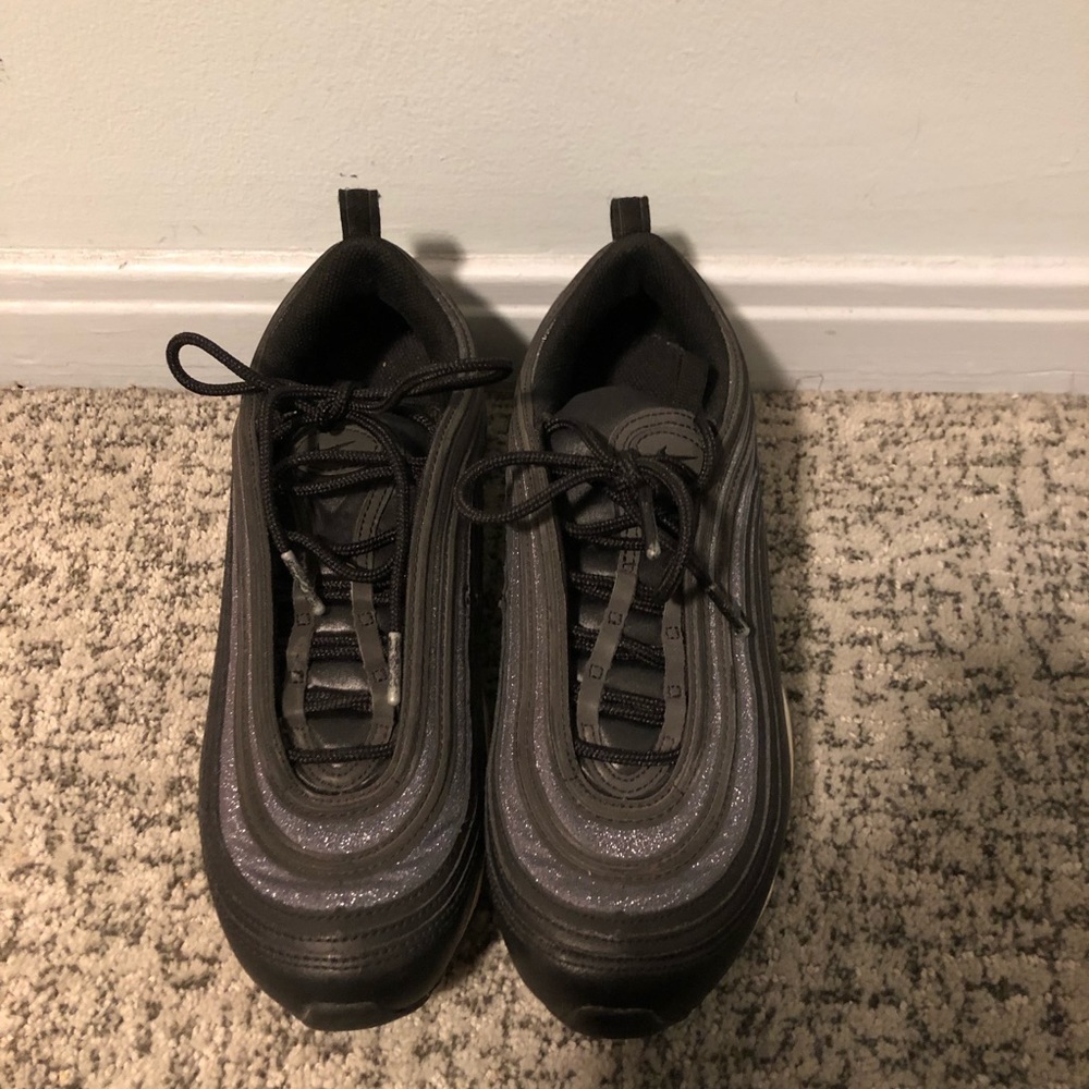 Nike Air Max 97 Black & Dark Gray Glitter Sneakers Size 8.5